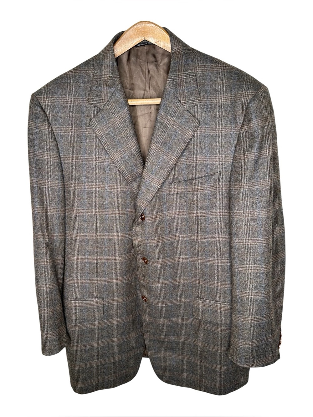 Canali Brown Glen Plaid Wool Sport Coat Blazer IT 58 L US 48 L